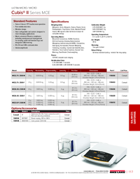Thumbnail of document Data Sheet - Cubis II Series MCE, Sartorius Ultra-Micro/Micro Balance